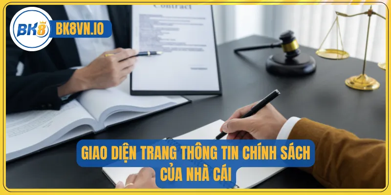 Giao diện trang thông tin chính sách của nhà cái